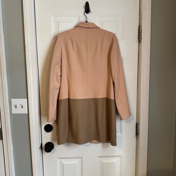 French Connection Pink and Camel Colorblocked Coat | US 6 - Picture 2 of 4